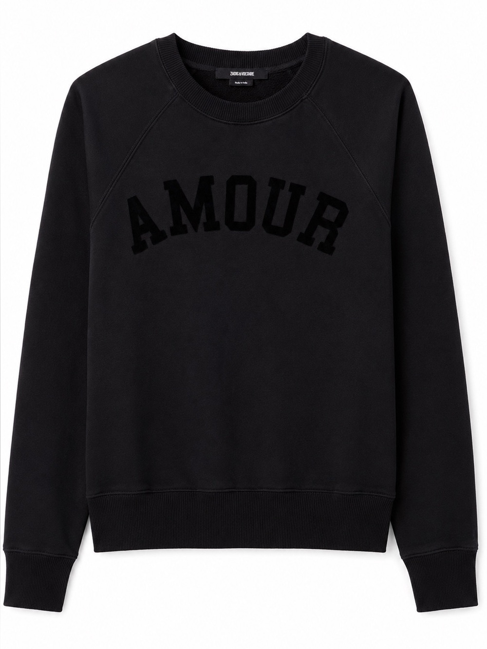 Zadig & Voltaire Amour Flocked Sweatshirt Black Large Pullover Crewneck